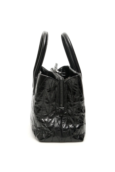 Shop Miu Miu Quilted Shine Calfskin Tote Bag In Nero
