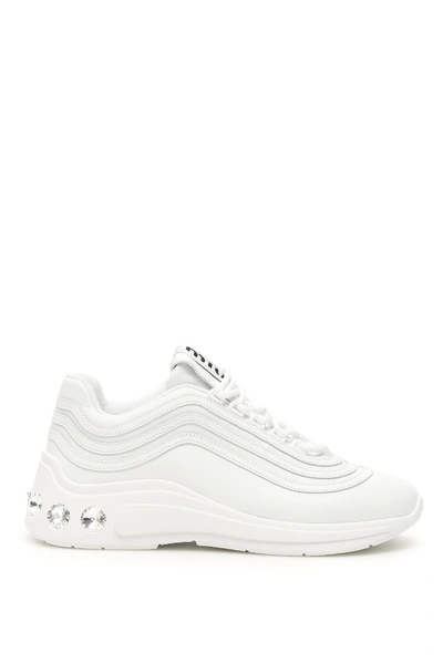 Shop Miu Miu Runner Sneakers In Bianco