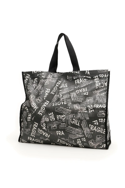 Shop Mm6 Maison Margiela Fragile Print Shopper In Black White