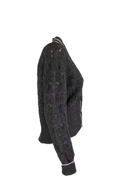 Shop Brunello Cucinelli Mohair And Wool Blend Cardigan Anthracite