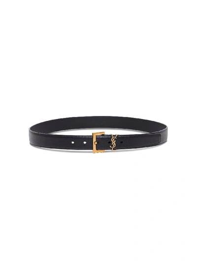 Shop Saint Laurent Monogram Belt In Black