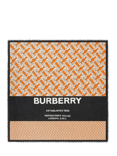 Shop Burberry Monogram Cashmere Scarf In Orange