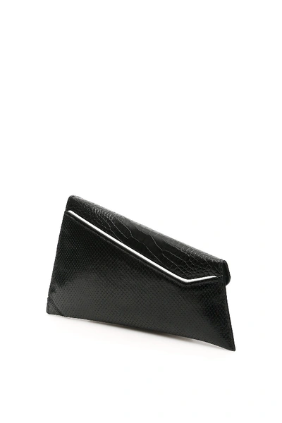 Shop Moschino Asymmetrical Clutch With Signature Logo In Fantasia Nero