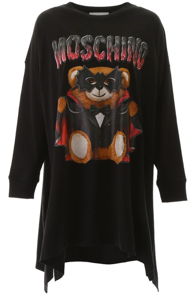 Shop Moschino Bat Teddy Bear Dress In Fantasia Nero