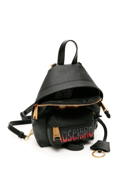 Shop Moschino Bat Teddy Bear Mini Backpack In Fantasia Nero