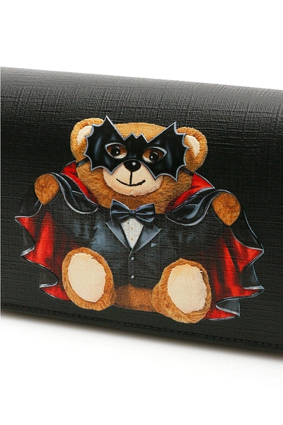 Shop Moschino Bat Teddy Bear Mini Bag In Fantasia Nero