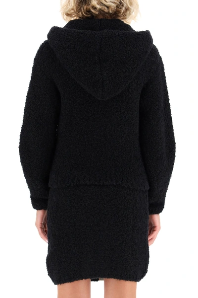Shop Moschino Boucle' Cardigan With Maxi Zip In Nero