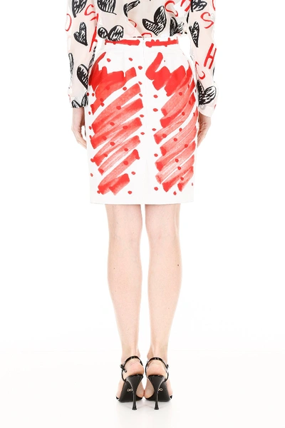 Shop Moschino Brushstroke Mini Skirt In White Red