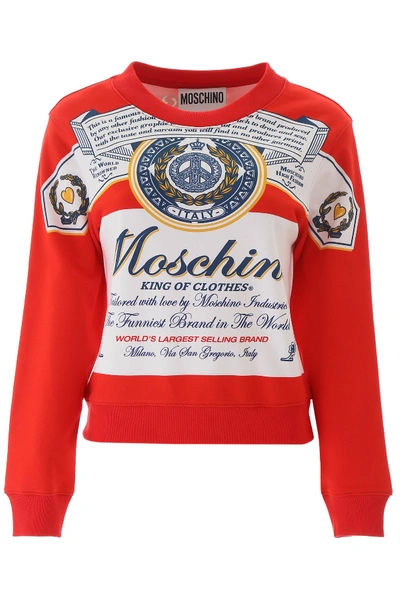 Shop Moschino Budweiser Sweatshirt In Fantasia Rosso 112