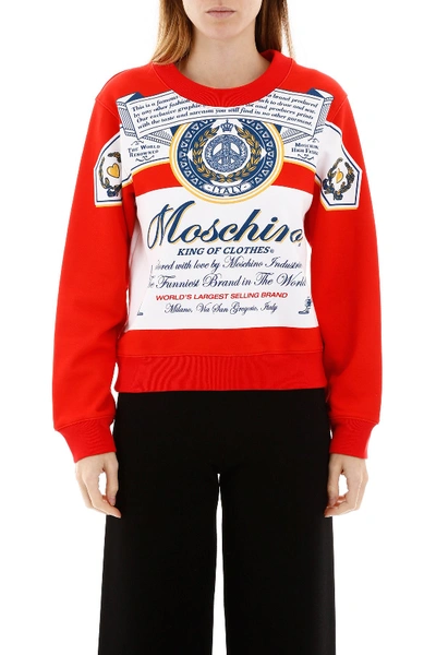 Shop Moschino Budweiser Sweatshirt In Fantasia Rosso 112