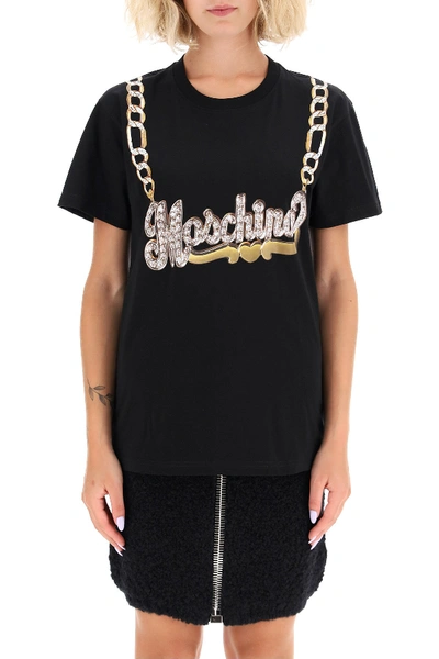 Shop Moschino Chain Print T-shirt In Fantasia Nero