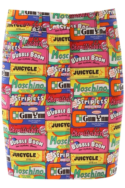 Shop Moschino Chewing Gum Mini Skirt In Fantasia Variante Unica