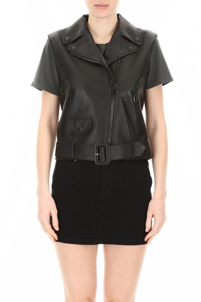 Shop Moschino Leather Vest In Black
