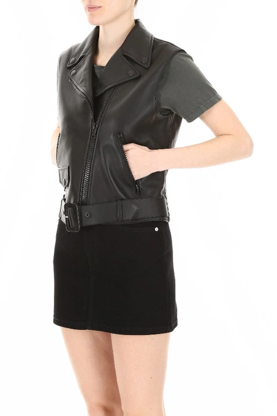 Shop Moschino Leather Vest In Black