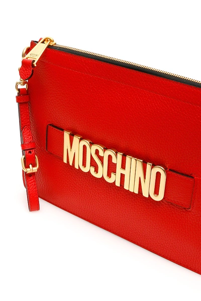 Shop Moschino Logo Pouch In Rosso