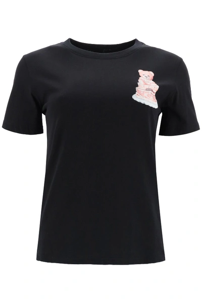 Shop Moschino Teddy Bear Cake T-shirt In Fantasia Nero