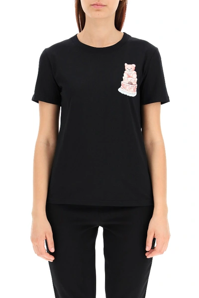 Shop Moschino Teddy Bear Cake T-shirt In Fantasia Nero