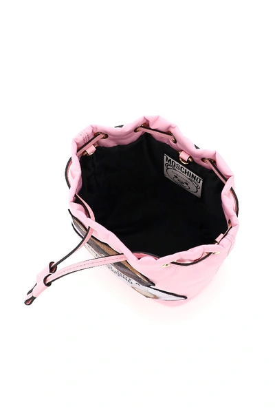 Shop Moschino Teddy Bear Mini Bucket Bag In Fantasia Rosa
