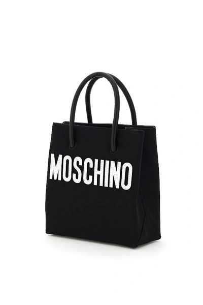 Shop Moschino Teddy Bear Mini Tote Bag In Fantasia Nero