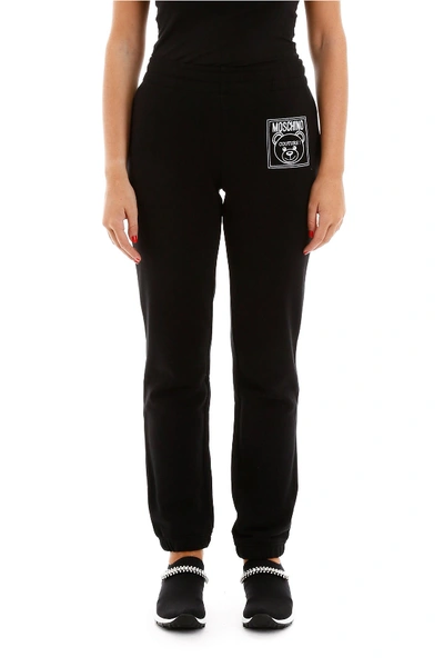 Shop Moschino Teddy Label Joggers In Black