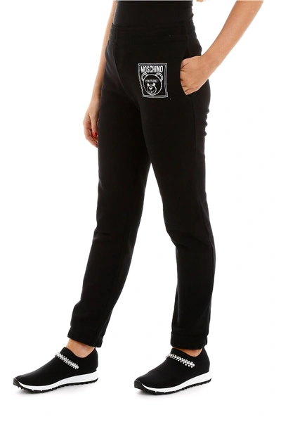 Shop Moschino Teddy Label Joggers In Black