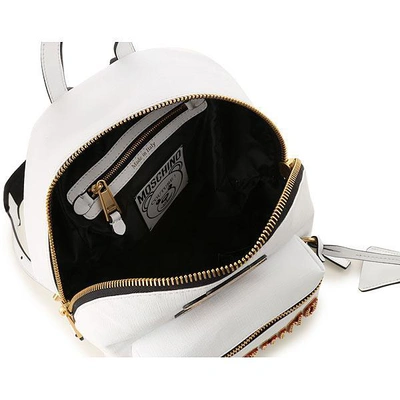 Shop Moschino Teddy White Backpack In Fucsia