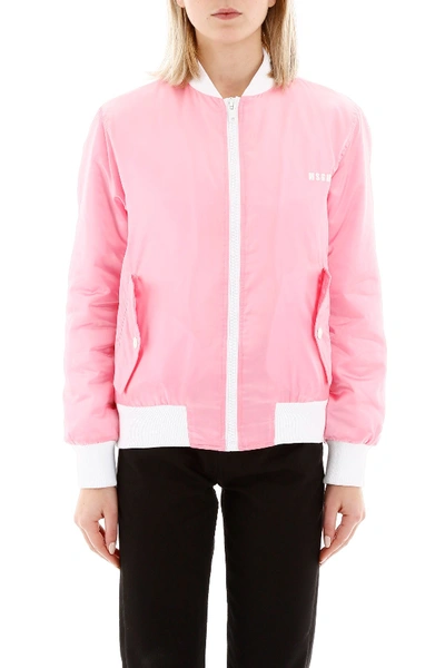 Shop Msgm Bomber Jacket In Rosa