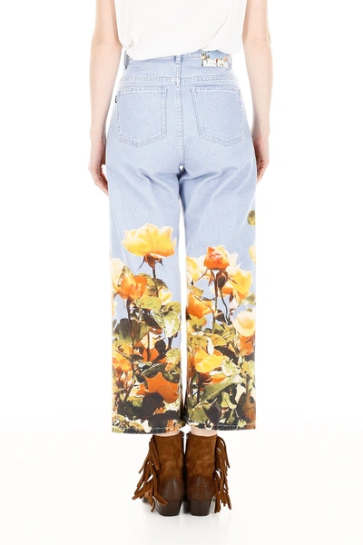 Shop Msgm Jeans With Floral Print In Blue