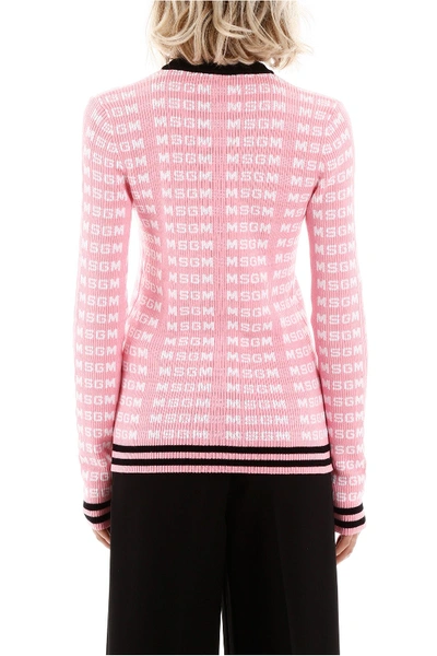 Shop Msgm Monogram Sweater In Rosa