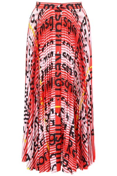 Shop Msgm Resort Full Skirt In Striped Resort Rosso
