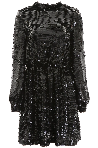 Shop Msgm Sequins Dress In Nero