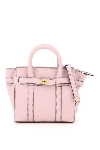 Shop Mulberry Micro Zipped Bayswater Handbag In Powder Pink