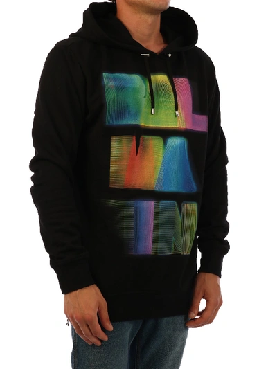 Shop Balmain Multicolor Logo Hoodie In Black