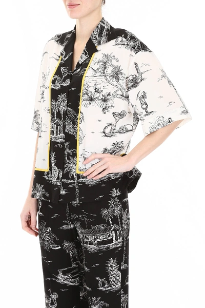 Shop N°21 N.21 Printed Bowling Shirt In Ivory Multi