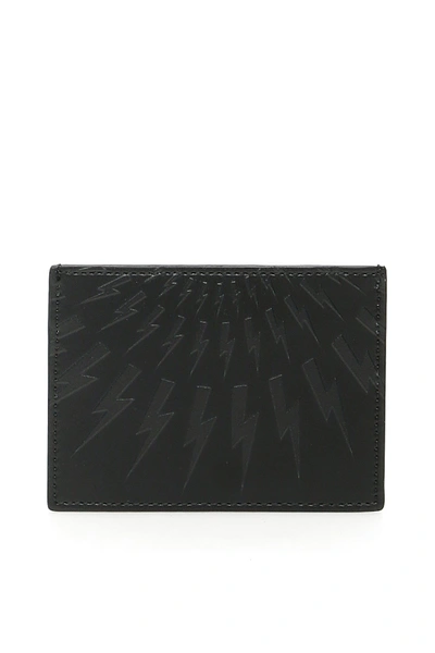 Shop Neil Barrett Fair-isle Thunderbolt Card Holder In Black Black