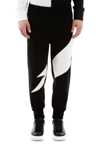 Shop Neil Barrett Intarsia Joggers In Black Off White