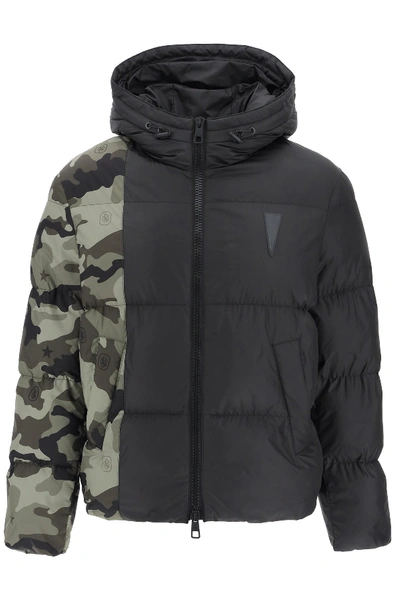 Shop Neil Barrett Puffer Jacket With Camouflage Motif In Black Olive Camo