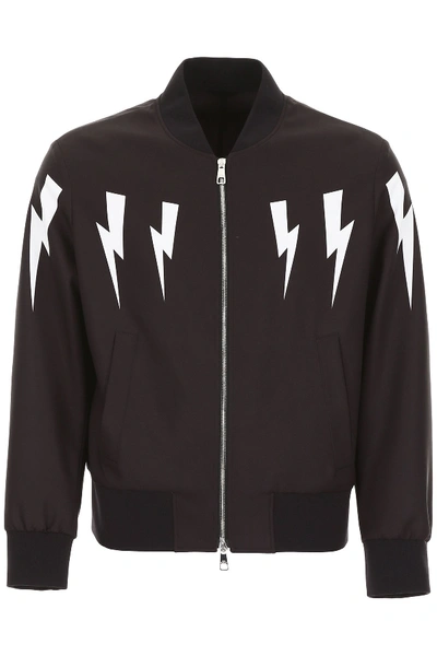 Shop Neil Barrett Thunderbolt Bomber Jacket In Black White