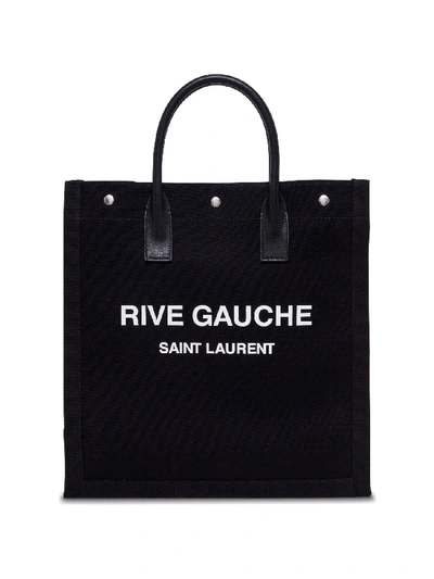 Shop Saint Laurent Rive Gauche Shopper In Cotton In Black