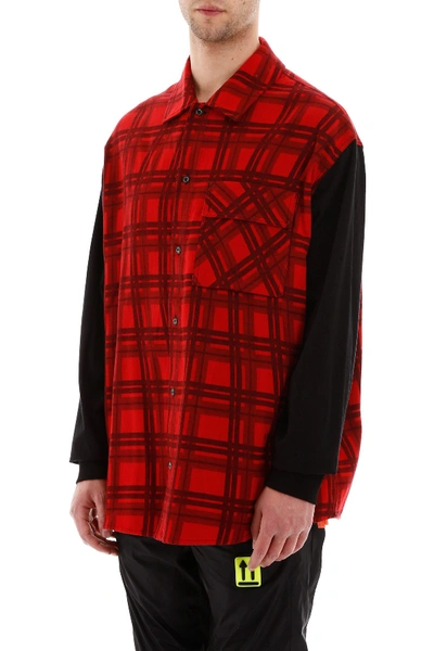 Shop Off-white Checkered Flannel Shirt In Red Black
