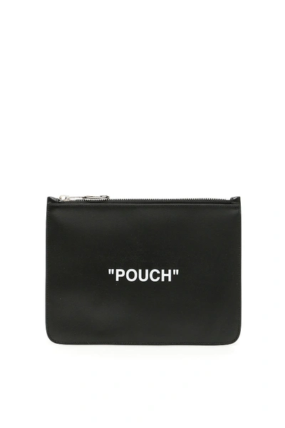 Shop Off-white Quote Flat Pouch In Black White