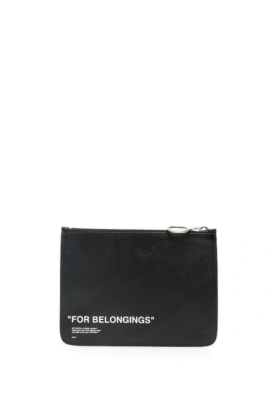 Shop Off-white Quote Flat Pouch In Black White