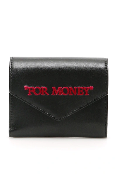 Shop Off-white Trifold Wallet "for Money" In Black Fuchsia