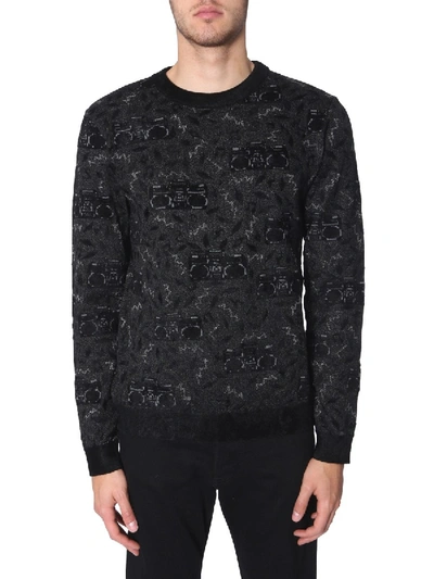 Shop Saint Laurent Oversize Fit Sweater In Black