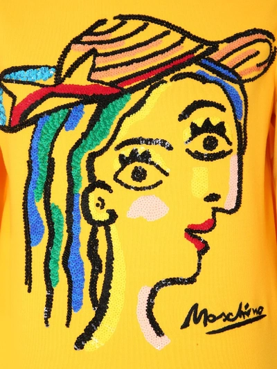 Shop Moschino Oversize Fit Sweater In Yellow