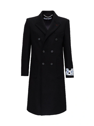 Shop Off-white Ow Long Coat In Black