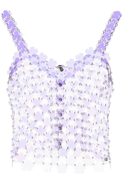 Shop Paco Rabanne Floral Paillettes Top In Purple Pink