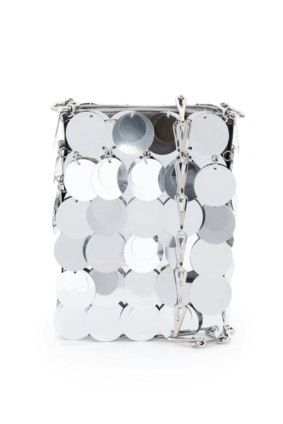 Shop Rabanne Paco  Iconic 1969 Sparkle Mini Bag In Silver