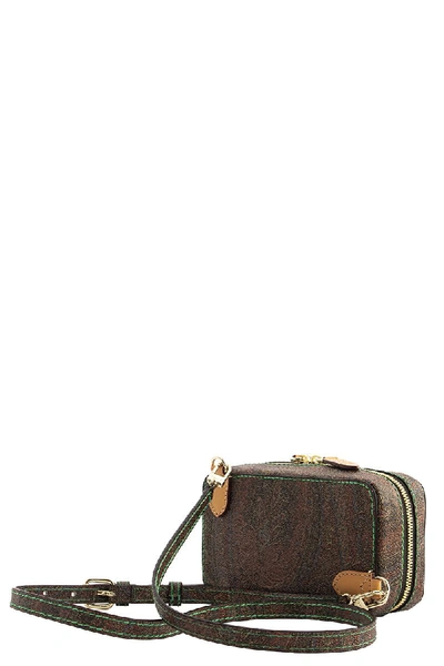 Shop Etro Paisley Clutch Bag With Logo In Bridle Brown