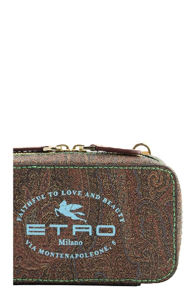 Shop Etro Paisley Clutch Bag With Logo In Bridle Brown